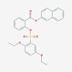 molecular formula C27H24O7S B406656 2-(2,5-Diethoxy-benzenesulfonyloxy)-benzoic acid naphthalen-2-yl ester 