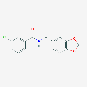 molecular formula C15H12ClNO3 B406657 N-(1,3-benzodioxol-5-ylmethyl)-3-chlorobenzamide CAS No. 332021-53-1