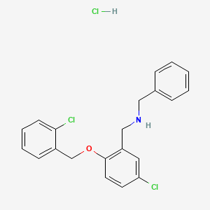 molecular formula C21H20Cl3NO B4066581 N-benzyl-1-{5-chloro-2-[(2-chlorobenzyl)oxy]phenyl}methanamine hydrochloride 