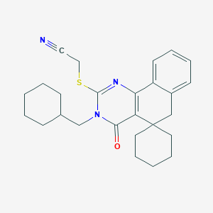 2-[3-(cyclohexylmethyl)-4-oxospiro[6H-benzo[h]quinazoline-5,1'-cyclohexane]-2-yl]sulfanylacetonitrile
