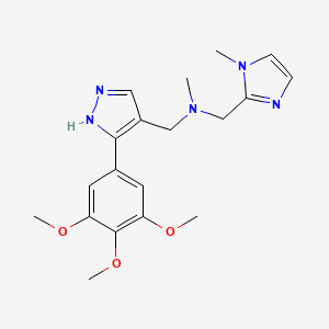 molecular formula C19H25N5O3 B4066617 N-甲基-1-(1-甲基-1H-咪唑-2-基)-N-{[3-(3,4,5-三甲氧基苯基)-1H-吡唑-4-基]甲基}甲胺 