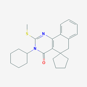 molecular formula C23H28N2OS B406662 3-cyclohexyl-2-(methylsulfanyl)-5,6-dihydrospiro(benzo[h]quinazoline-5,1'-cyclopentane)-4(3H)-one CAS No. 332024-66-5