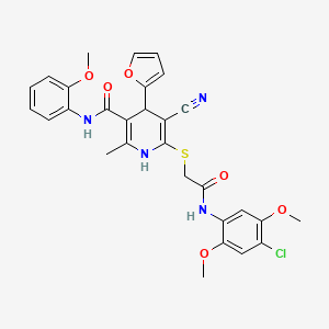 molecular formula C29H27ClN4O6S B4066639 6-({2-[(4-chloro-2,5-dimethoxyphenyl)amino]-2-oxoethyl}thio)-5-cyano-4-(2-furyl)-N-(2-methoxyphenyl)-2-methyl-1,4-dihydro-3-pyridinecarboxamide 