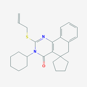 molecular formula C25H30N2OS B406667 2-(allylsulfanyl)-3-cyclohexyl-5,6-dihydrospiro(benzo[h]quinazoline-5,1'-cyclopentane)-4(3H)-one CAS No. 332024-68-7