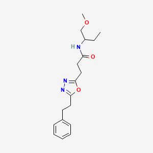 molecular formula C18H25N3O3 B4066678 N-[1-(methoxymethyl)propyl]-3-[5-(2-phenylethyl)-1,3,4-oxadiazol-2-yl]propanamide 