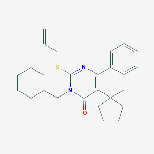 molecular formula C26H32N2OS B406669 3-(cyclohexylmethyl)-2-prop-2-enylsulfanylspiro[6H-benzo[h]quinazoline-5,1'-cyclopentane]-4-one CAS No. 332024-72-3