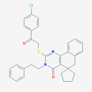 2-[2-(4-chlorophenyl)-2-oxoethyl]sulfanyl-3-(2-phenylethyl)spiro[6H-benzo[h]quinazoline-5,1'-cyclopentane]-4-one