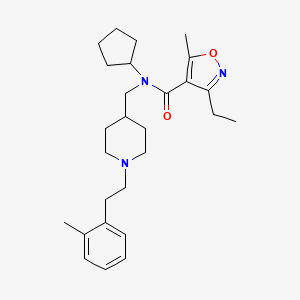 molecular formula C27H39N3O2 B4066720 N-cyclopentyl-3-ethyl-5-methyl-N-({1-[2-(2-methylphenyl)ethyl]-4-piperidinyl}methyl)-4-isoxazolecarboxamide 