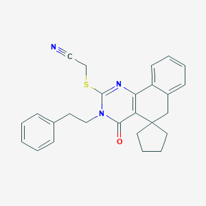 molecular formula C26H25N3OS B406673 2-[4-oxo-3-(2-phenylethyl)spiro[6H-benzo[h]quinazoline-5,1'-cyclopentane]-2-yl]sulfanylacetonitrile CAS No. 316358-17-5