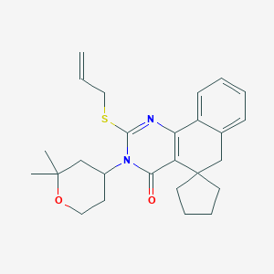 3-(2,2-dimethyltetrahydro-2H-pyran-4-yl)-2-[prop-2-enylsulfanyl]-5,6-dihydro-4(3H)-oxospiro(benzo[h]quinazoline-5,1'-cyclopentane)