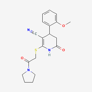molecular formula C19H21N3O3S B4066746 4-(2-methoxyphenyl)-6-oxo-2-{[2-oxo-2-(1-pyrrolidinyl)ethyl]thio}-1,4,5,6-tetrahydro-3-pyridinecarbonitrile 