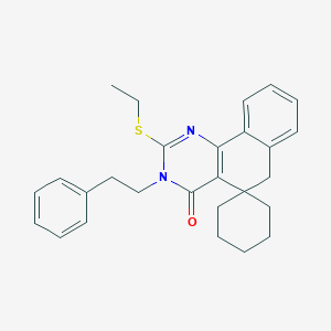 molecular formula C27H30N2OS B406675 2-(ethylsulfanyl)-3-(2-phenylethyl)-5,6-dihydro-4(3H)-oxospiro(benzo[h]quinazolin-5,1'-cyclohexane) CAS No. 332024-85-8