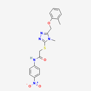 molecular formula C19H19N5O4S B4066752 2-({4-methyl-5-[(2-methylphenoxy)methyl]-4H-1,2,4-triazol-3-yl}thio)-N-(4-nitrophenyl)acetamide 