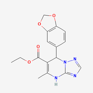 molecular formula C16H16N4O4 B4066767 ethyl 7-(1,3-benzodioxol-5-yl)-5-methyl-4,7-dihydro[1,2,4]triazolo[1,5-a]pyrimidine-6-carboxylate 