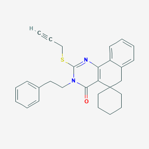molecular formula C28H28N2OS B406677 3-(2-phenylethyl)-2-prop-2-ynylsulfanylspiro[6H-benzo[h]quinazoline-5,1'-cyclohexane]-4-one CAS No. 332024-88-1