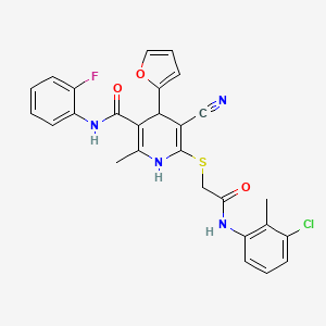 molecular formula C27H22ClFN4O3S B4066798 6-({2-[(3-chloro-2-methylphenyl)amino]-2-oxoethyl}thio)-5-cyano-N-(2-fluorophenyl)-4-(2-furyl)-2-methyl-1,4-dihydro-3-pyridinecarboxamide 