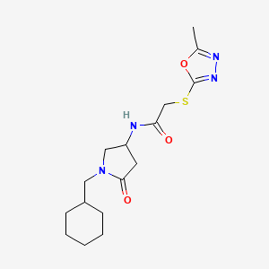 molecular formula C16H24N4O3S B4066812 N-[1-(环己基甲基)-5-氧代-3-吡咯烷基]-2-[(5-甲基-1,3,4-恶二唑-2-基)硫代]乙酰胺 