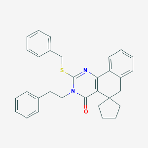 molecular formula C31H30N2OS B406685 2-benzylsulfanyl-3-(2-phenylethyl)spiro[6H-benzo[h]quinazoline-5,1'-cyclopentane]-4-one CAS No. 332024-77-8