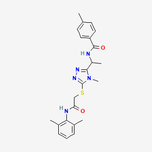 molecular formula C23H27N5O2S B4066887 N-{1-[5-({2-[(2,6-二甲基苯基)氨基]-2-氧代乙基}硫)-4-甲基-4H-1,2,4-三唑-3-基]乙基}-4-甲基苯甲酰胺 