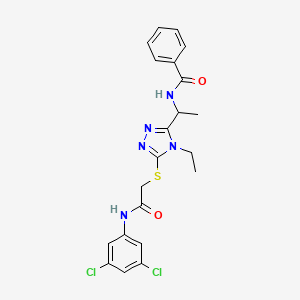 molecular formula C21H21Cl2N5O2S B4066891 N-{1-[5-({2-[(3,5-二氯苯基)氨基]-2-氧代乙基}硫)-4-乙基-4H-1,2,4-三唑-3-基]乙基}苯甲酰胺 