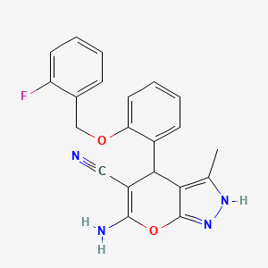 molecular formula C21H17FN4O2 B4066929 6-氨基-4-{2-[(2-氟苯甲基)氧基]苯基}-3-甲基-1,4-二氢吡喃并[2,3-c]吡唑-5-腈 
