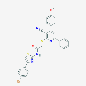 N-[4-(4-bromophenyl)-1,3-thiazol-2-yl]-2-{[3-cyano-4-(4-methoxyphenyl)-6-phenyl-2-pyridinyl]sulfanyl}acetamide