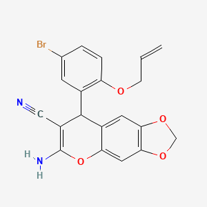 molecular formula C20H15BrN2O4 B4066937 8-[2-(烯丙氧基)-5-溴苯基]-6-氨基-8H-[1,3]二氧杂环[4,5-g]色烯-7-甲腈 