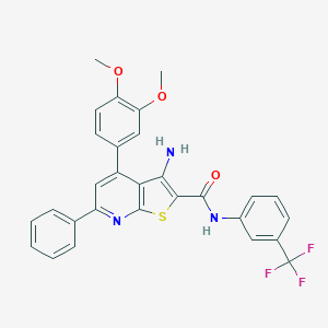 3-amino-4-(3,4-dimethoxyphenyl)-6-phenyl-N-[3-(trifluoromethyl)phenyl]thieno[2,3-b]pyridine-2-carboxamide