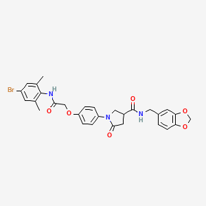 molecular formula C29H28BrN3O6 B4066962 N-(1,3-benzodioxol-5-ylmethyl)-1-(4-{2-[(4-bromo-2,6-dimethylphenyl)amino]-2-oxoethoxy}phenyl)-5-oxo-3-pyrrolidinecarboxamide 