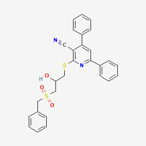 molecular formula C28H24N2O3S2 B4067020 2-{[3-(benzylsulfonyl)-2-hydroxypropyl]thio}-4,6-diphenylnicotinonitrile 