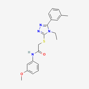 molecular formula C20H22N4O2S B4067061 2-{[4-ethyl-5-(3-methylphenyl)-4H-1,2,4-triazol-3-yl]thio}-N-(3-methoxyphenyl)acetamide 