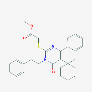 ethyl 2-[4-oxo-3-(2-phenylethyl)spiro[6H-benzo[h]quinazoline-5,1'-cyclohexane]-2-yl]sulfanylacetate