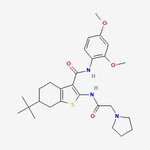 molecular formula C27H37N3O4S B4067120 6-tert-butyl-N-(2,4-dimethoxyphenyl)-2-[(1-pyrrolidinylacetyl)amino]-4,5,6,7-tetrahydro-1-benzothiophene-3-carboxamide 