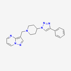 molecular formula C20H21N7 B4067125 3-{[4-(4-phenyl-1H-1,2,3-triazol-1-yl)-1-piperidinyl]methyl}pyrazolo[1,5-a]pyrimidine trifluoroacetate 