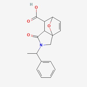 4-oxo-3-(1-phenylethyl)-10-oxa-3-azatricyclo[5.2.1.0~1,5~]dec-8-ene-6-carboxylic acid