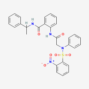 molecular formula C29H26N4O6S B4067169 2-({N-[(2-nitrophenyl)sulfonyl]-N-phenylglycyl}amino)-N-(1-phenylethyl)benzamide 