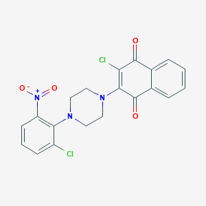 molecular formula C20H15Cl2N3O4 B4067176 2-chloro-3-[4-(2-chloro-6-nitrophenyl)-1-piperazinyl]naphthoquinone 