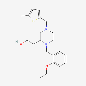molecular formula C21H30N2O2S B4067186 2-{1-(2-ethoxybenzyl)-4-[(5-methyl-2-thienyl)methyl]-2-piperazinyl}ethanol 