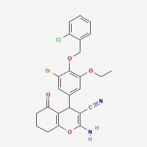 molecular formula C25H22BrClN2O4 B4067191 2-氨基-4-{3-溴-4-[(2-氯苄基)氧基]-5-乙氧苯基}-5-氧代-5,6,7,8-四氢-4H-色烯-3-腈 