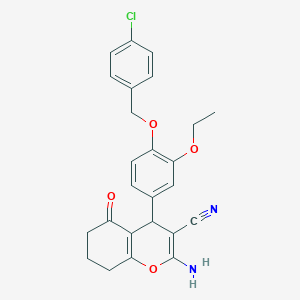 molecular formula C25H23ClN2O4 B4067197 2-amino-4-{4-[(4-chlorobenzyl)oxy]-3-ethoxyphenyl}-5-oxo-5,6,7,8-tetrahydro-4H-chromene-3-carbonitrile 
