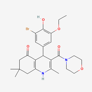 molecular formula C25H31BrN2O5 B4067200 4-(3-bromo-5-ethoxy-4-hydroxyphenyl)-2,7,7-trimethyl-3-(4-morpholinylcarbonyl)-4,6,7,8-tetrahydro-5(1H)-quinolinone 