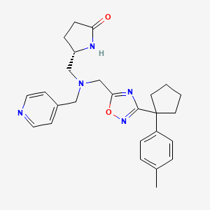 (5S)-5-{[({3-[1-(4-methylphenyl)cyclopentyl]-1,2,4-oxadiazol-5-yl}methyl)(4-pyridinylmethyl)amino]methyl}-2-pyrrolidinone