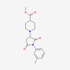 molecular formula C18H22N2O4 B4067214 1-[1-(3-甲基苯基)-2,5-二氧代-3-吡咯烷基]-4-哌啶甲酸甲酯 