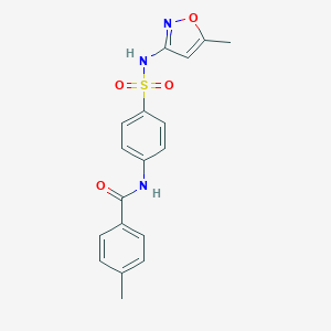 molecular formula C18H17N3O4S B406723 4-Methyl-N-[4-(5-methyl-isoxazol-3-ylsulfamoyl)-phenyl]-benzamide 