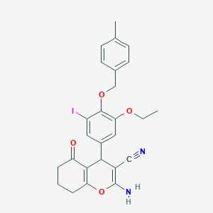 molecular formula C26H25IN2O4 B4067231 2-amino-4-{3-ethoxy-5-iodo-4-[(4-methylbenzyl)oxy]phenyl}-5-oxo-5,6,7,8-tetrahydro-4H-chromene-3-carbonitrile 