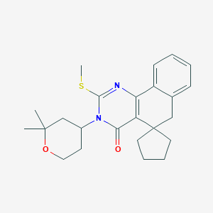 3-(2,2-dimethyloxan-4-yl)-2-methylsulfanylspiro[6H-benzo[h]quinazoline-5,1'-cyclopentane]-4-one