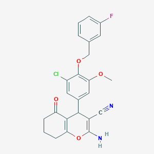 molecular formula C24H20ClFN2O4 B4067254 2-amino-4-{3-chloro-4-[(3-fluorobenzyl)oxy]-5-methoxyphenyl}-5-oxo-5,6,7,8-tetrahydro-4H-chromene-3-carbonitrile 