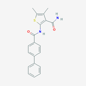 molecular formula C20H18N2O2S B406727 2-[(Biphenyl-4-ylcarbonyl)amino]-4,5-dimethylthiophene-3-carboxamide 