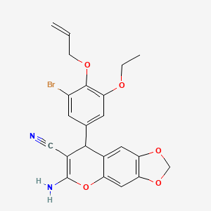 molecular formula C22H19BrN2O5 B4067275 8-[4-(烯丙氧基)-3-溴-5-乙氧基苯基]-6-氨基-8H-[1,3]二氧杂环[4,5-g]色烯-7-腈 