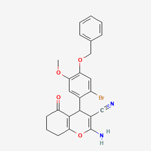molecular formula C24H21BrN2O4 B4067280 2-氨基-4-[4-(苄氧基)-2-溴-5-甲氧基苯基]-5-氧代-5,6,7,8-四氢-4H-色烯-3-甲腈 